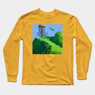Disc Golf on a Lush Mountain Side Long Sleeve T-Shirt